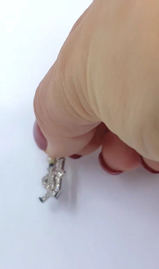 Platinum Diamond Walking Gentleman Charm Pearl Head - 2