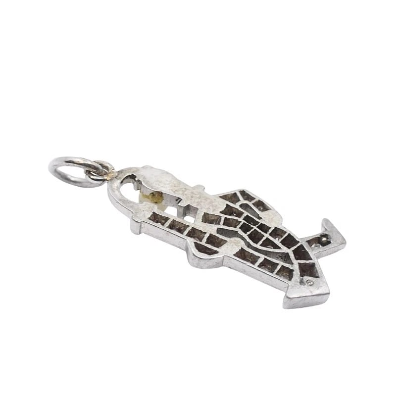 Platinum Diamond Walking Gentleman Charm Pearl Head - 9