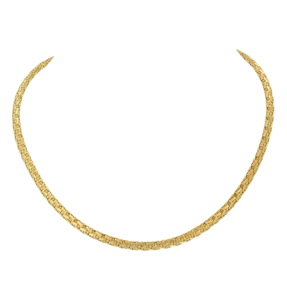 Herco Italian 14k Gold Necklace Woven Design - 3