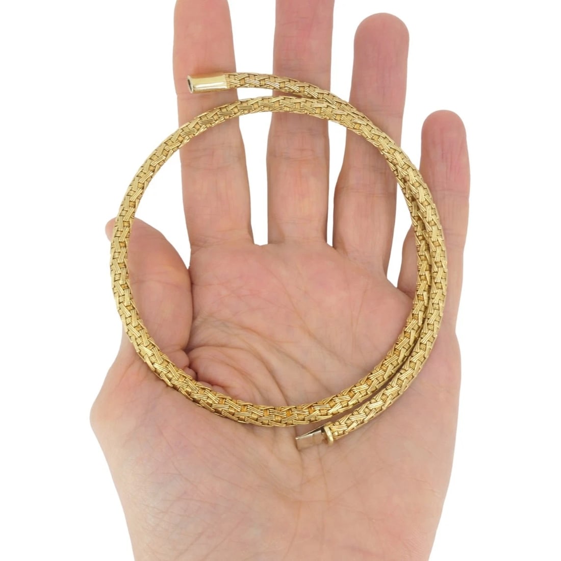 Herco Italian 14k Gold Necklace Woven Design - 8