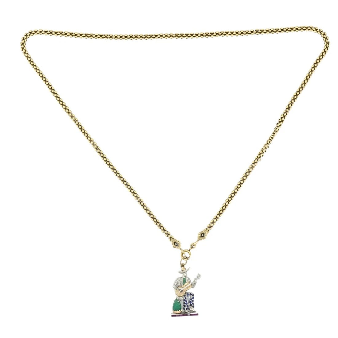 Antique 14k Gold Enamel Chain Necklace Platinum Pendant: Title: Antique 14k Gold Enamel Chain Necklace Platinum Pendant Description: Antique 14k old Enamel Chain Necklace Platinum Pendant This antique necklace pairs a 14k gold and enamel chain with a vintag