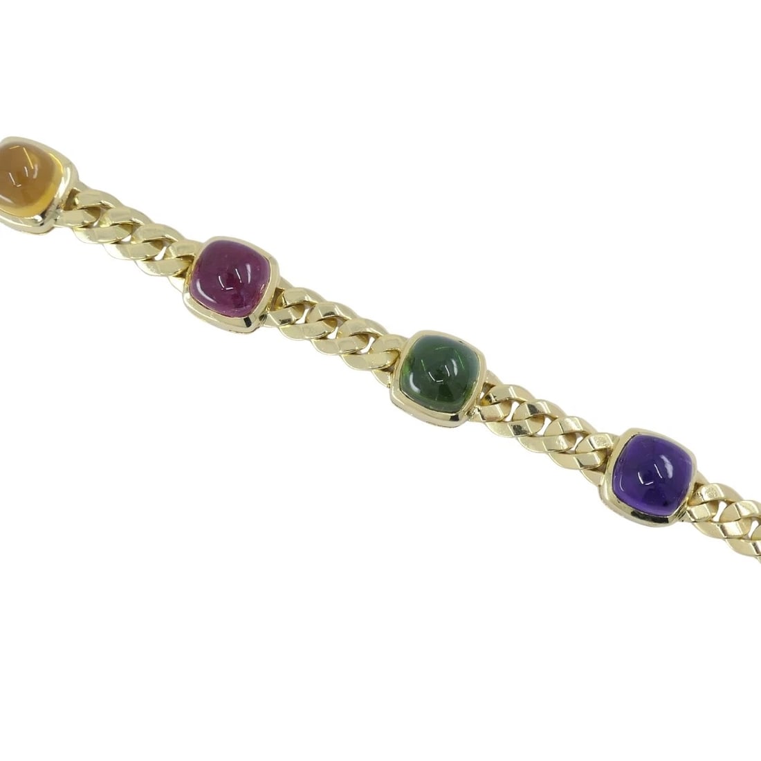 Vintage Bvlgari Bulgari Bracelet Gold Sugarloaf Gemstones - 2