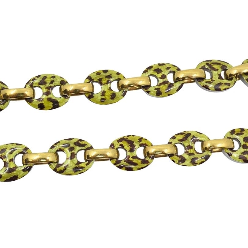 Nicolis Cola for Nardi 18k Gold, Metal Leopard Enamel Nautical Link Necklace - 6
