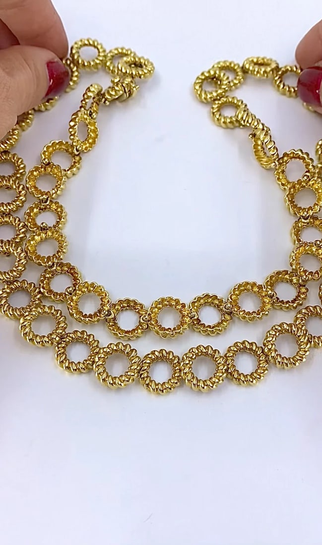 Flato 18K Gold Open Circle Link Necklace, 1960s - 2