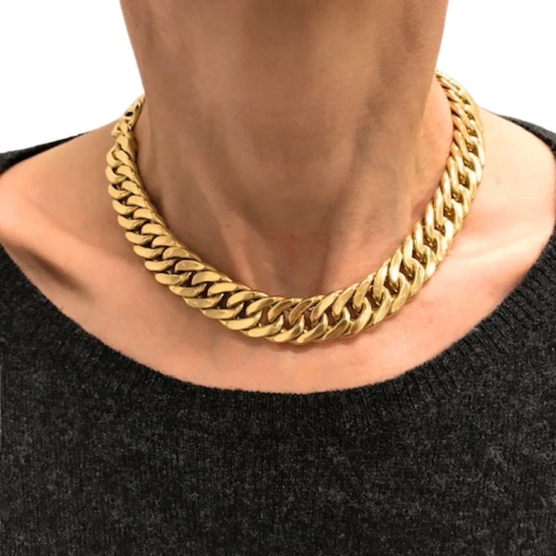 Vintage Carlo Weingrill Necklace 18k Gold Flat Link Necklace - 2