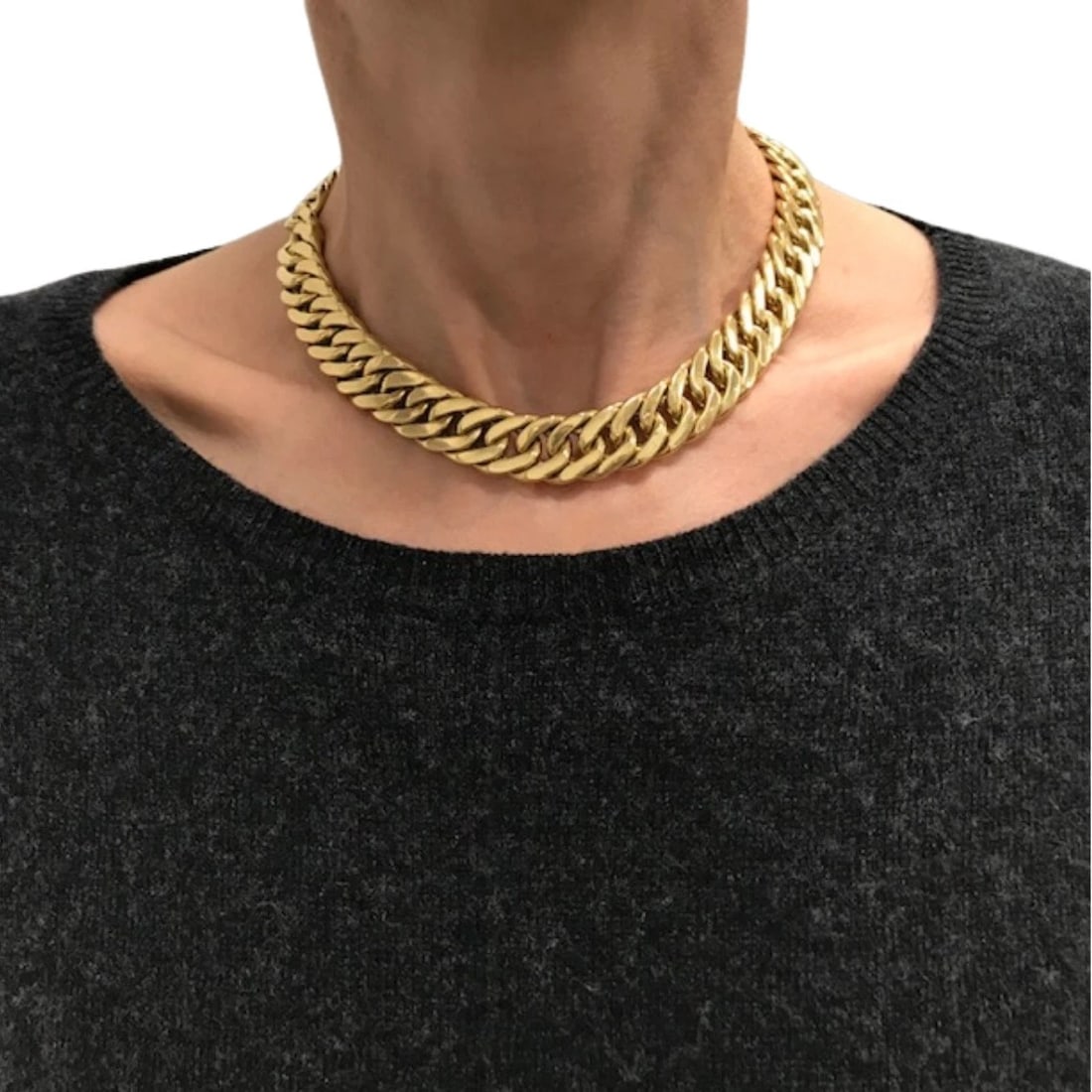 Vintage Carlo Weingrill Necklace 18k Gold Flat Link Necklace - 9