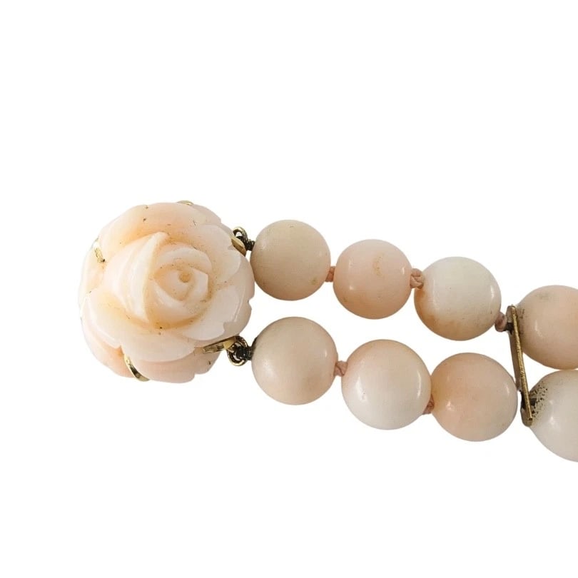 Baume & Mercier 14k Angel Skin Coral Double Strand Bracelet Watch, 1960s - 13