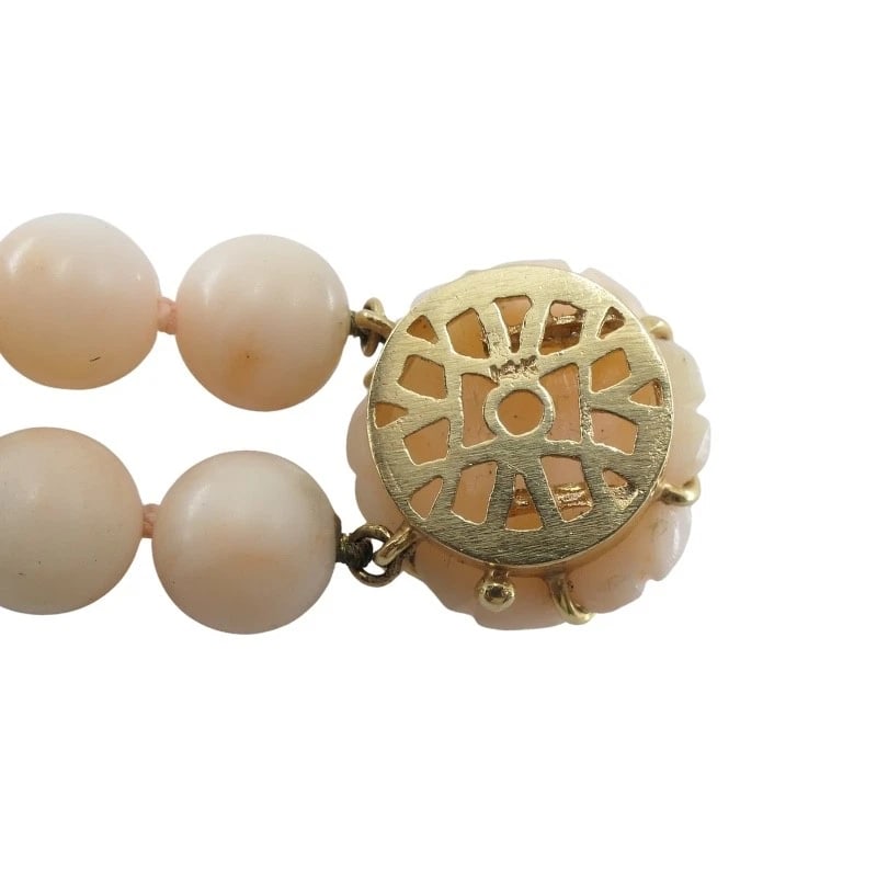 Baume & Mercier 14k Angel Skin Coral Double Strand Bracelet Watch, 1960s - 14