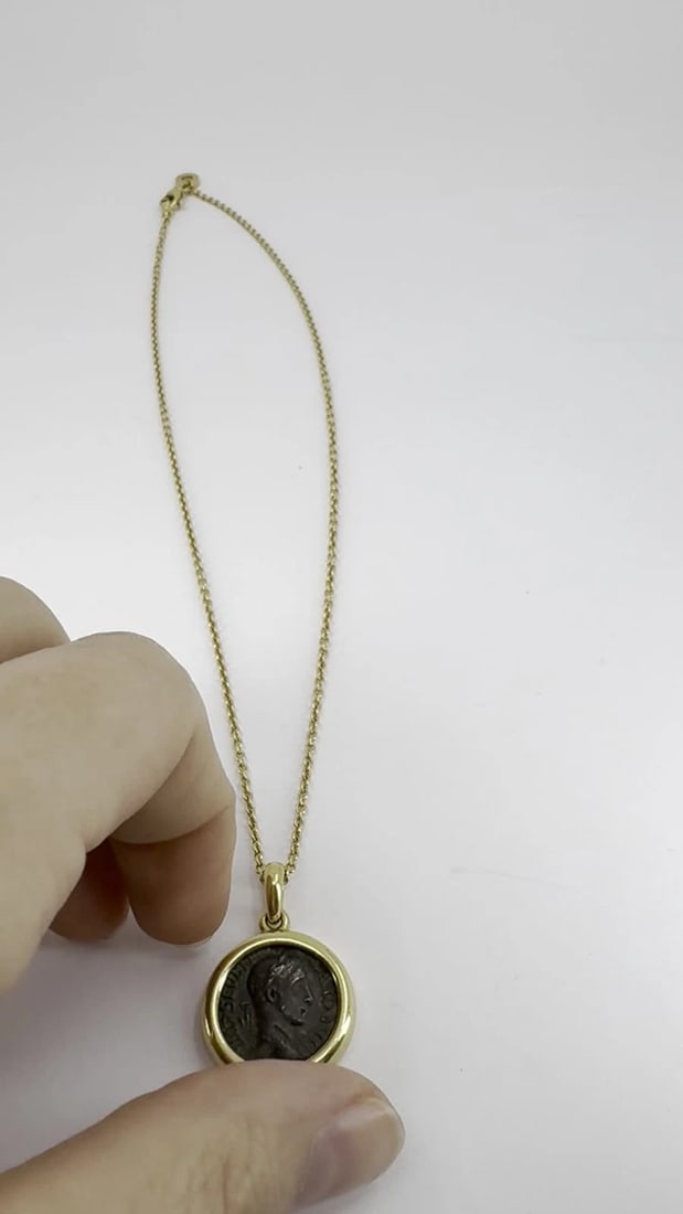 Vintage Bvlgari 18k Gold Ancient Coin Monete Bulgari Pendant Necklace - 2