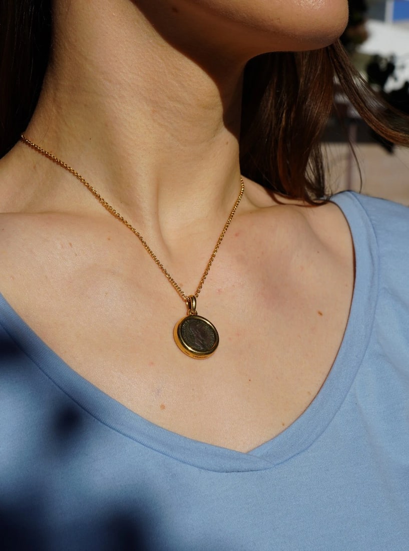 Vintage Bvlgari 18k Gold Ancient Coin Monete Bulgari Pendant Necklace - 3
