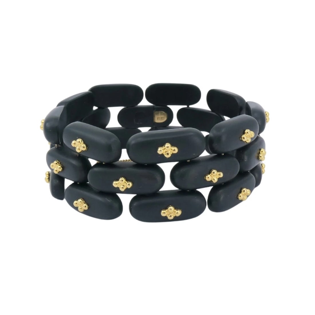 Vintage Angela Cummings Bracelet Gold Black Jade: Title: Vintage Angela Cummings Bracelet Gold Black Jade Description: Vintage Angela Cummings Bracelet old Black ade A vintage Angela Cummings bracelet made of black jade and 18k gold. The bracelet is