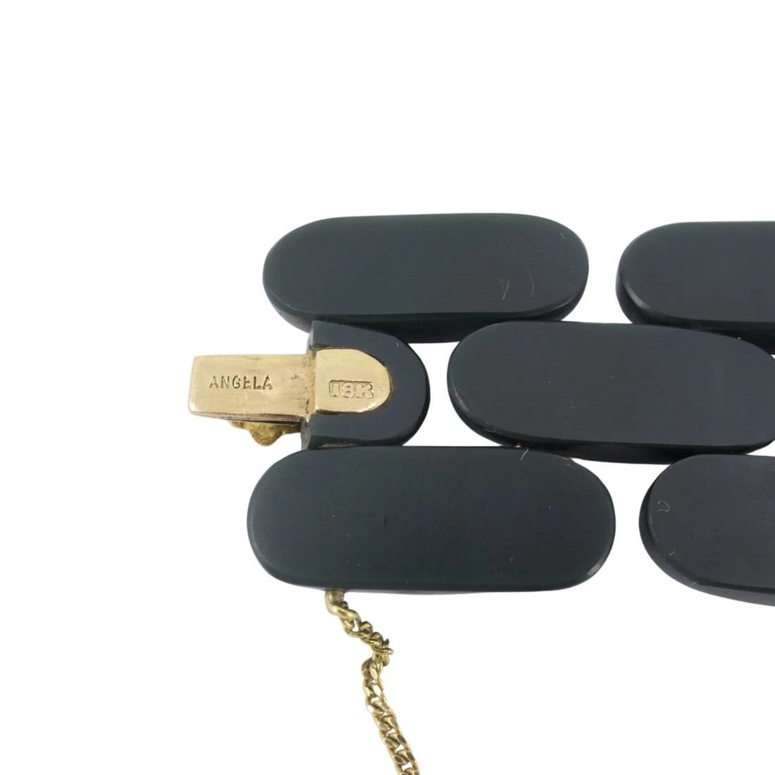 Vintage Angela Cummings Bracelet Gold Black Jade - 9