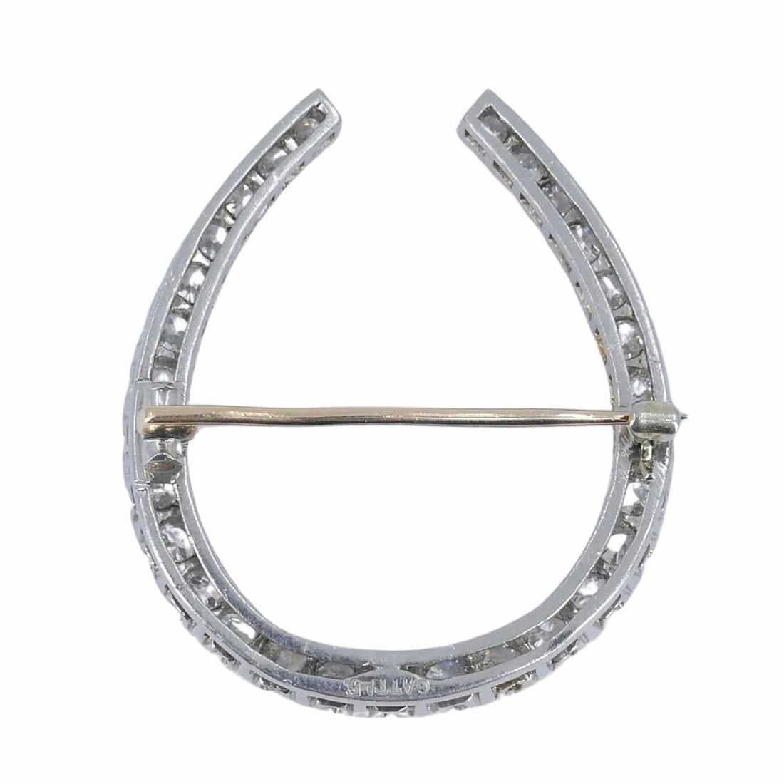 Antique Edwardian Gattle Platinum Diamond Horseshoe Brooch - 10