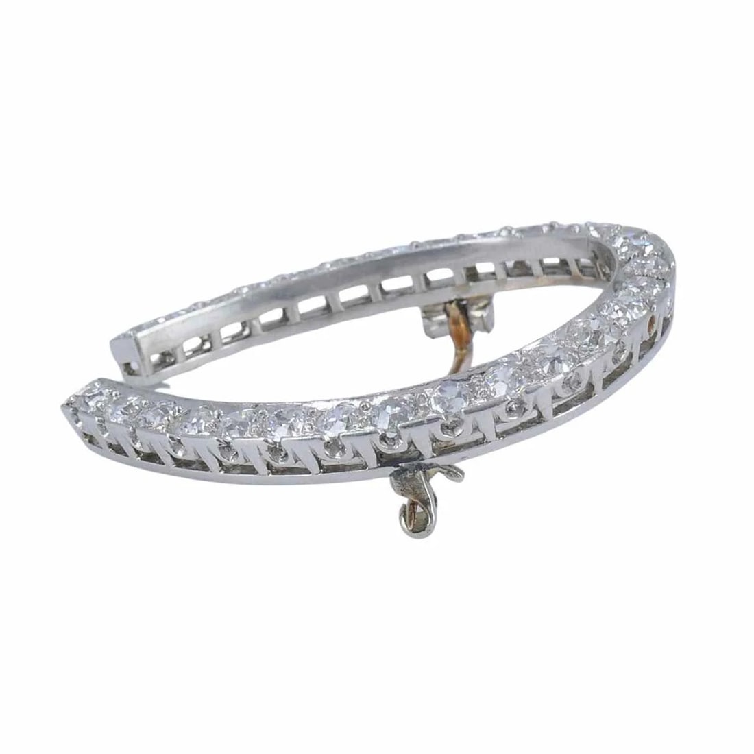 Antique Edwardian Gattle Platinum Diamond Horseshoe Brooch - 8