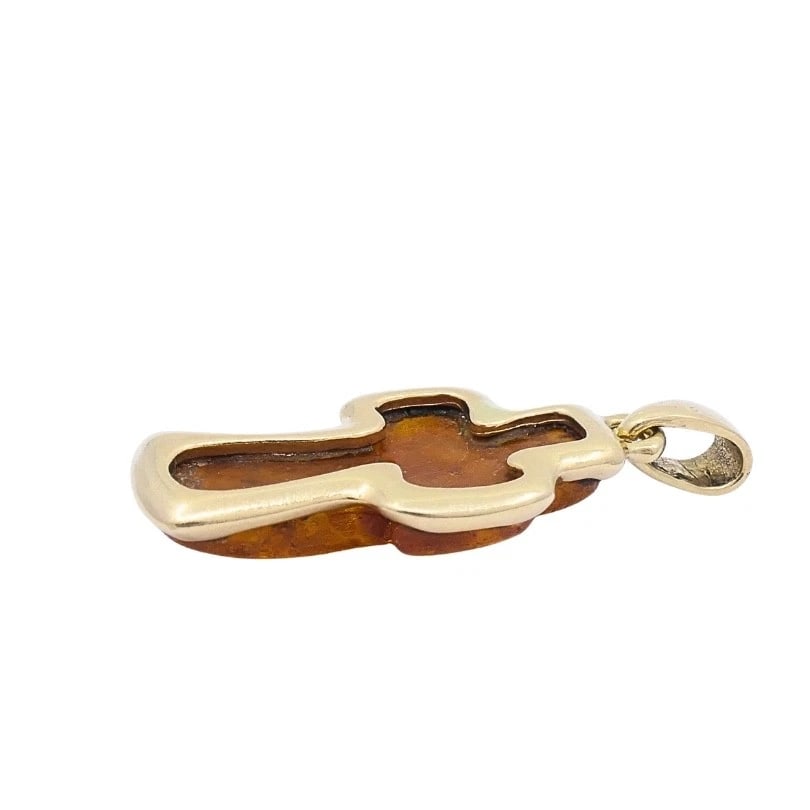 Vintage 14k Gold Baltic Amber Cross Pendant - 8