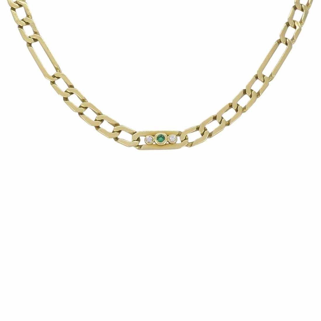 Vintage Cartier 18k Gold Emerald Diamond Chain Link Necklace - 13
