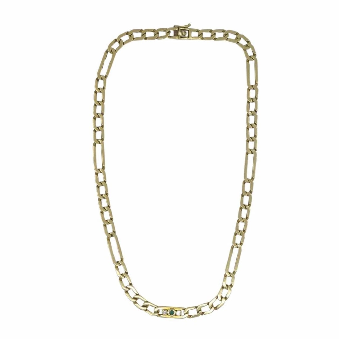 Vintage Cartier 18k Gold Emerald Diamond Chain Link Necklace - 5