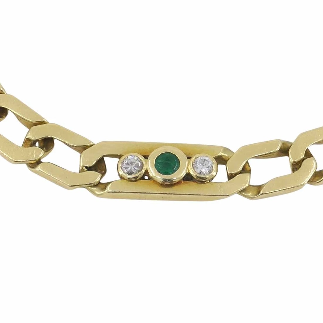 Vintage Cartier 18k Gold Emerald Diamond Chain Link Necklace - 6