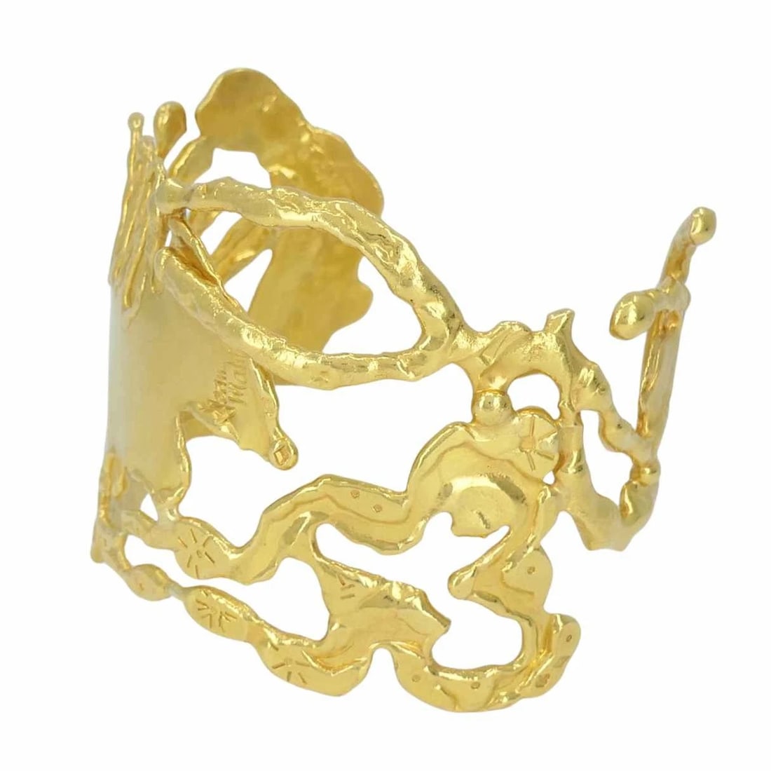 Vintage Jean Mahie 22k Gold Sculptural Cuff Bracelet - 10