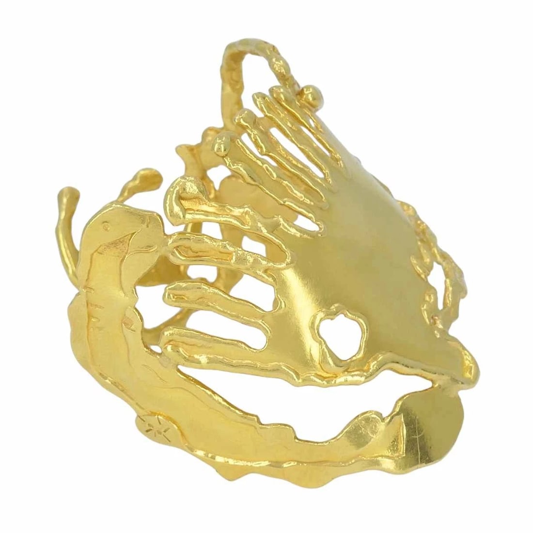 Vintage Jean Mahie 22k Gold Sculptural Cuff Bracelet - 6