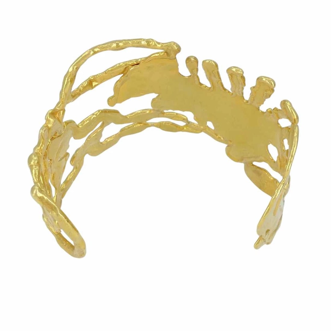 Vintage Jean Mahie 22k Gold Sculptural Cuff Bracelet - 7