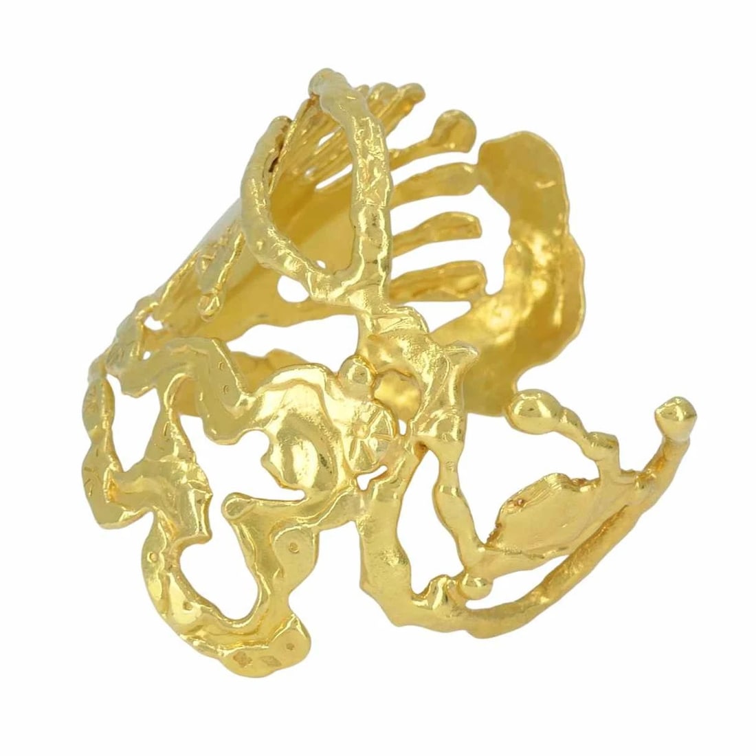 Vintage Jean Mahie 22k Gold Sculptural Cuff Bracelet - 8