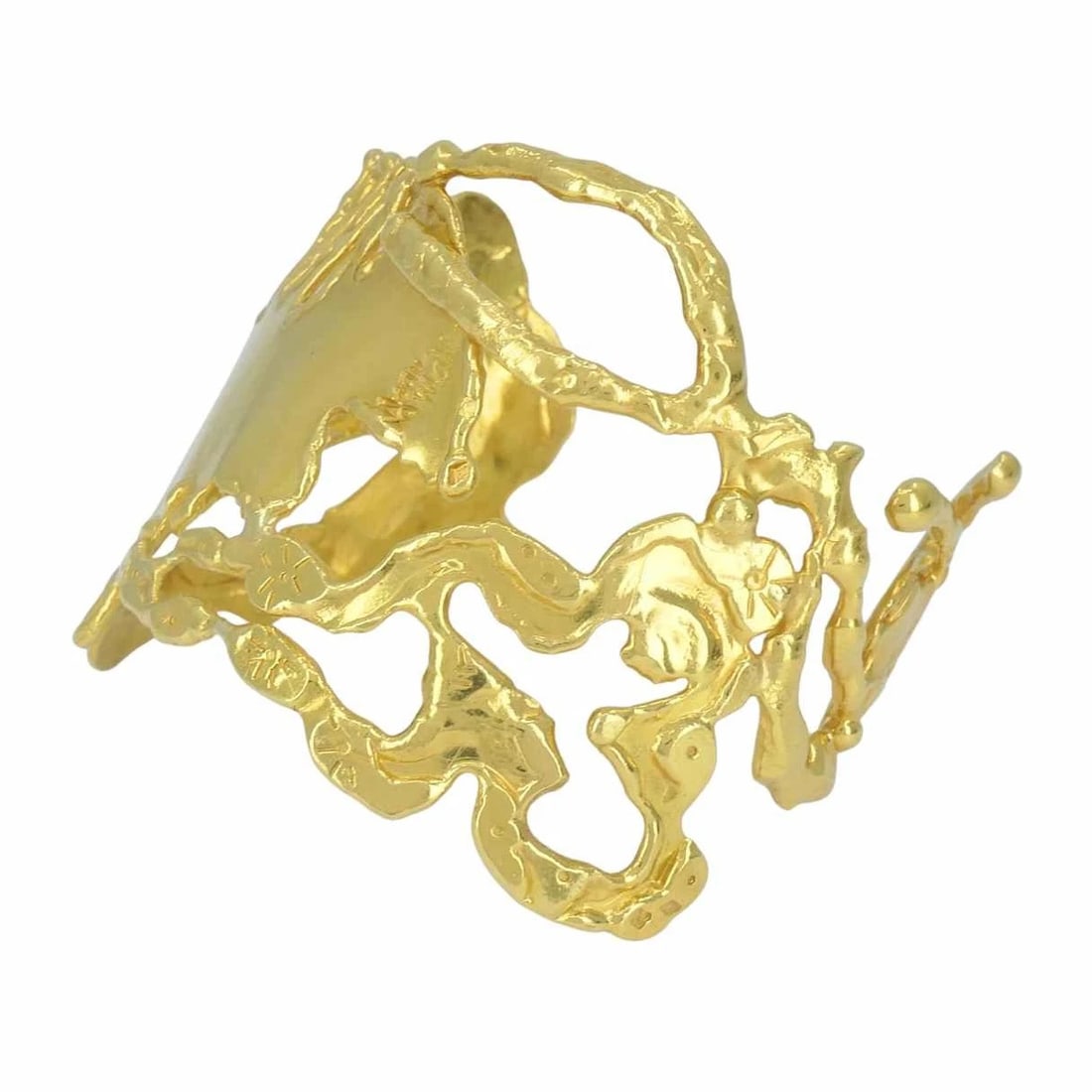 Vintage Jean Mahie 22k Gold Sculptural Cuff Bracelet - 9