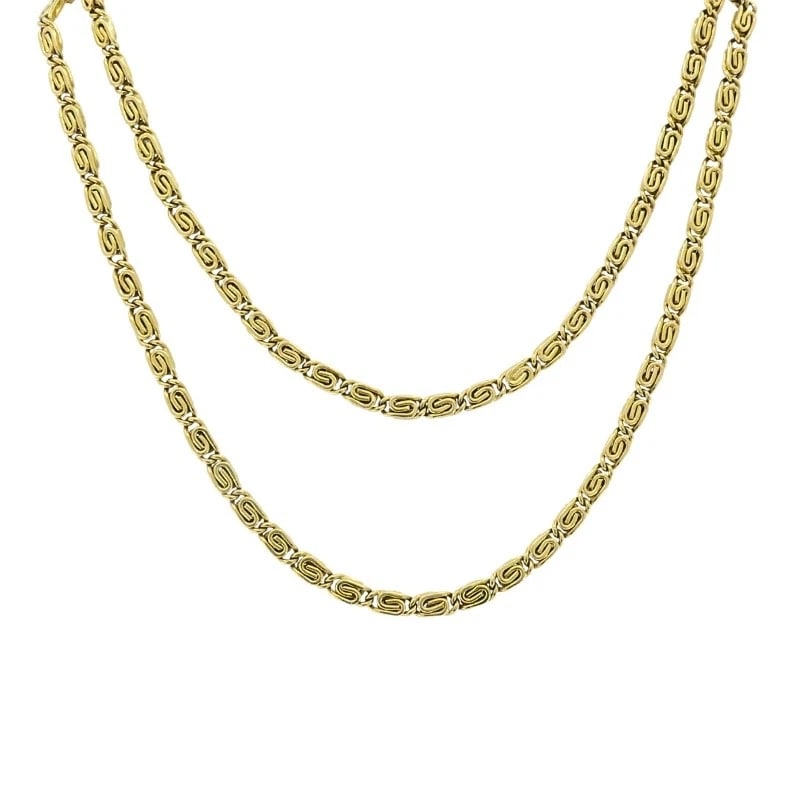 Vintage 18k Gold S-Link Chain Necklace: Title: Vintage 18k Gold S-Link Chain Necklace Description: Product details: MATERALS: 18k old WEHT: 53.9 rams MEASREMENTS: 29" x 3/16" HALLMARKS: 750 TEM DETALS: Vintage 18k old S-Link Chain Necklace