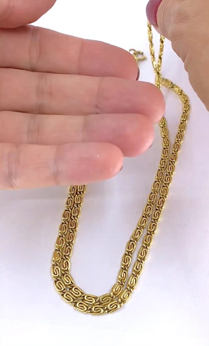 Vintage 18k Gold S-Link Chain Necklace - 2