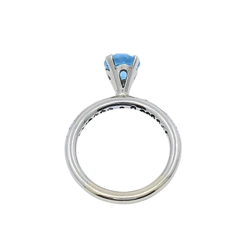 14k Gold Blue Topaz Diamond Accent Ring - 9