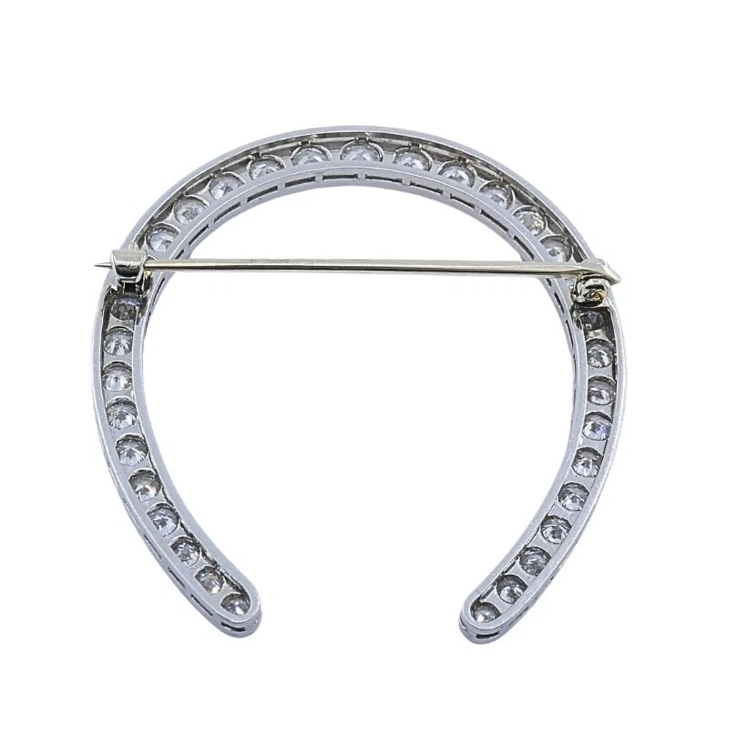 Edwardian Platinum Diamond Horseshoe Brooch - 10