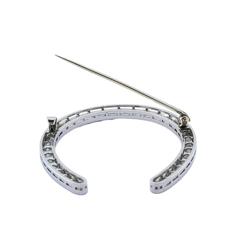 Edwardian Platinum Diamond Horseshoe Brooch - 11