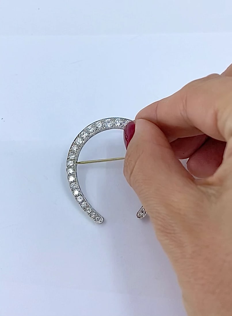 Edwardian Platinum Diamond Horseshoe Brooch - 2