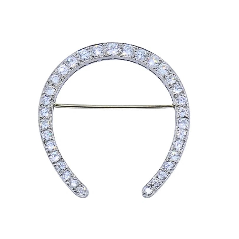 Edwardian Platinum Diamond Horseshoe Brooch - 4