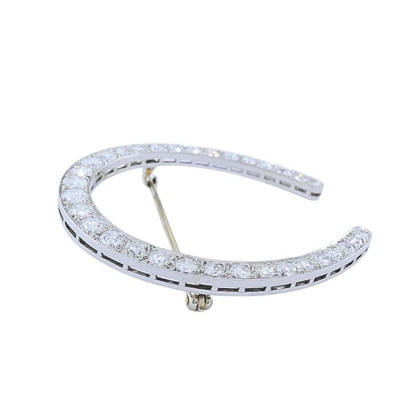 Edwardian Platinum Diamond Horseshoe Brooch - 6