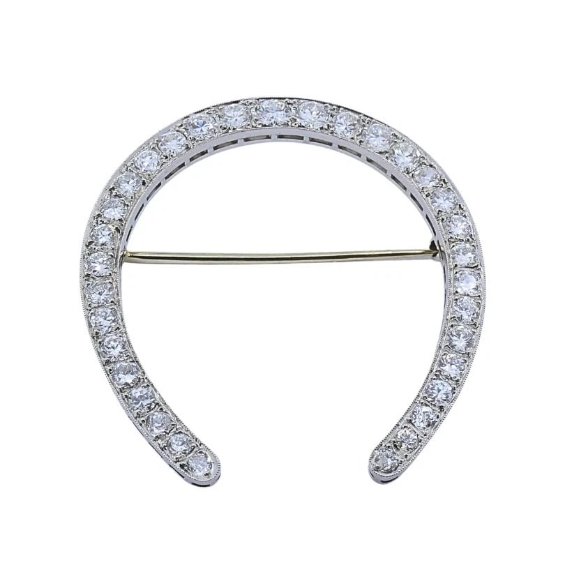 Edwardian Platinum Diamond Horseshoe Brooch - 7