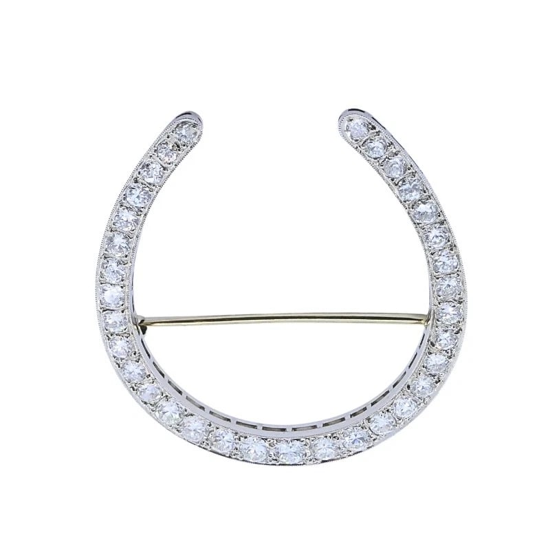 Edwardian Platinum Diamond Horseshoe Brooch - 9