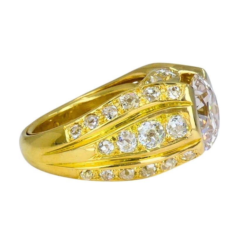 1950s Ring 18k Gold Cocktail RING Old European Cut Diamond - 7