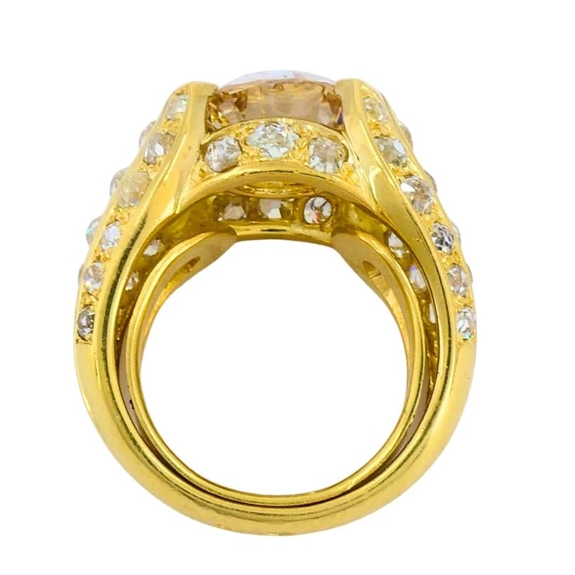 1950s Ring 18k Gold Cocktail RING Old European Cut Diamond - 8
