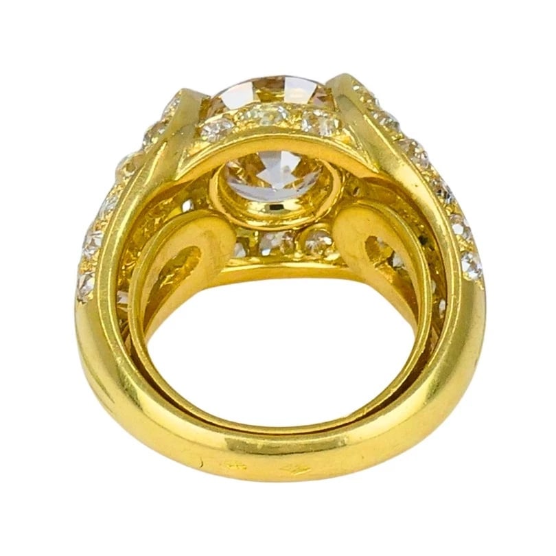 1950s Ring 18k Gold Cocktail RING Old European Cut Diamond - 9