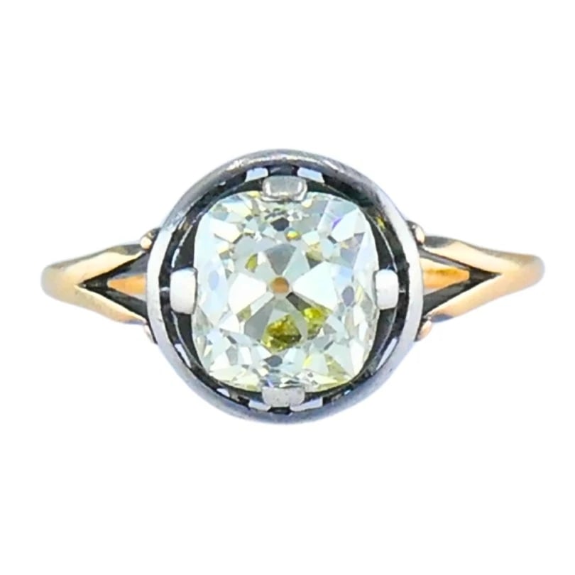 Victorian Engagement RING 14k Gold Silver Old Mine Cut Diamond: Title: Victorian Engagement RING 14k Gold Silver Old Mine Cut Diamond Description: Victorian Diamond 14 karat Yellow old Silver Ring A Victorian-era engagement ring featuring a remarkable old mine cut