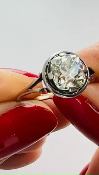 Victorian Engagement RING 14k Gold Silver Old Mine Cut Diamond - 2