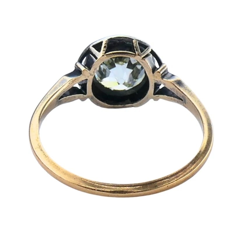 Victorian Engagement RING 14k Gold Silver Old Mine Cut Diamond - 9