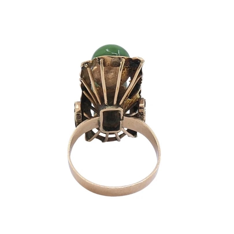 Vintage 14k Jade Bamboo Cocktail Ring - 9