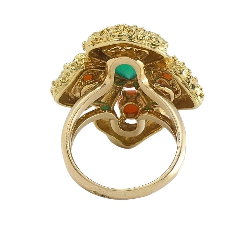 Vintage Van Cleef & Arpels 18k Gold Coral Chrysoprase Ring - 11