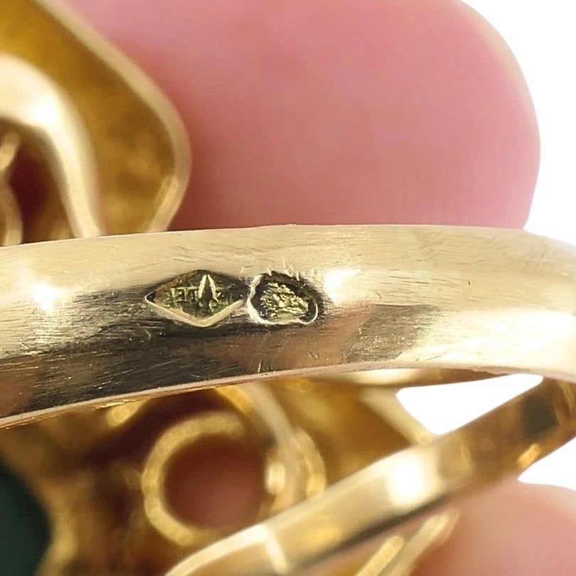 Vintage Van Cleef & Arpels 18k Gold Coral Chrysoprase Ring - 13