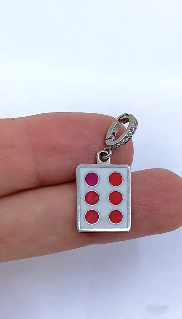 Vintage 12k Gold Domino Six Charm Pavé Diamond Bail - 2