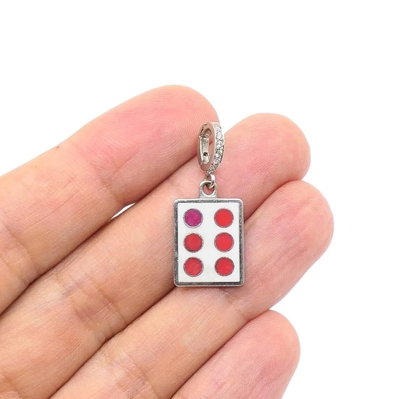 Vintage 12k Gold Domino Six Charm Pavé Diamond Bail - 3