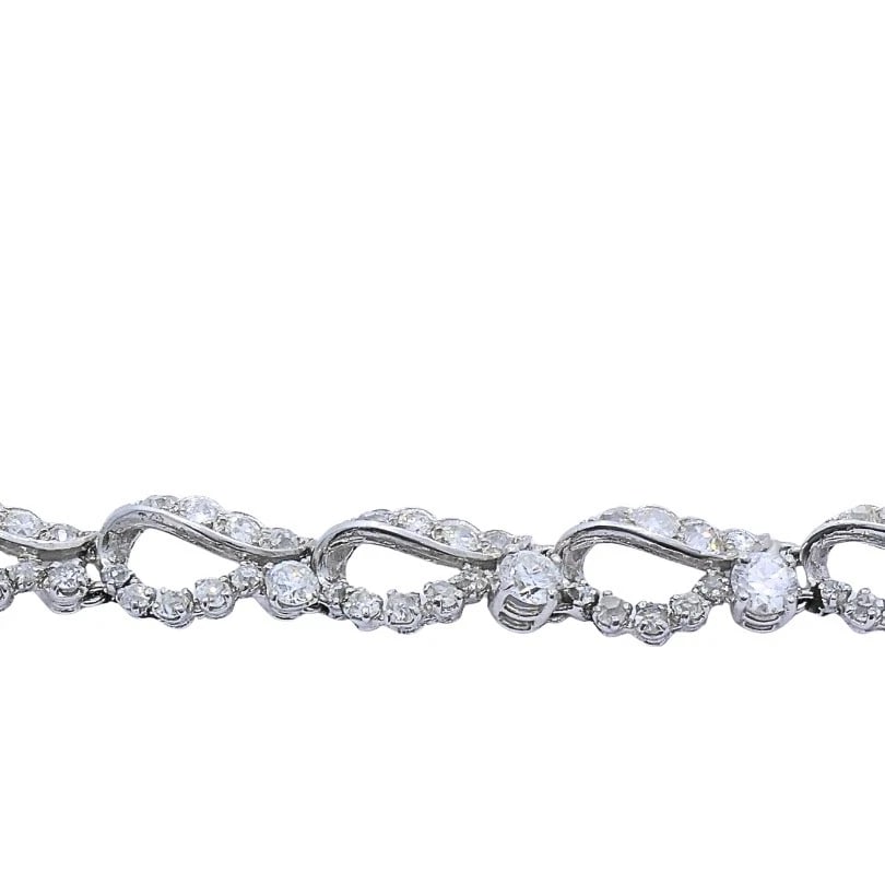 French Platinum Diamond Openwork Diamond Bracelet, 1960s - 7