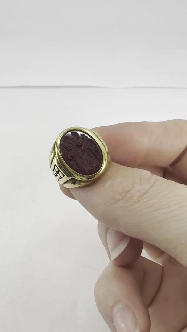 Vintage Kieselstein-Cord 18k Gold Carved Carnelian Intaglio Signet Ring - 2